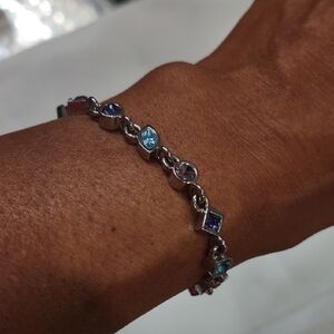 M4M Blue Crystal Open Link Toggle Bracelet